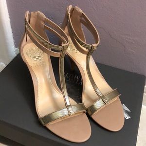 Sandbar/gold 3 inch heels